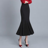 Women High Waisted Trumpet Long Bodycon Elegant Fishtail Summer Black Vintage Korean Style Skirt