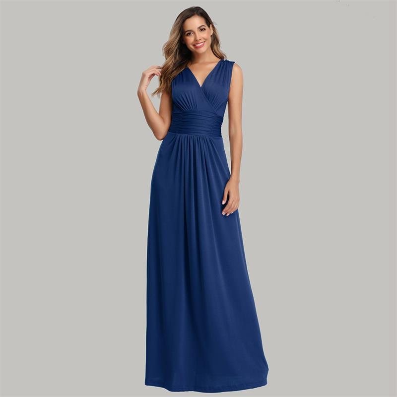 V-neck Sleeveless Evening Dress Burgundy Blue Black Formal Party Gowns Long Elegant Robe De Soriee Hot Sale Proms
