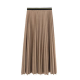 New Women Summer A-Line Pleated Stretch High Waist Long Skirt