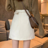 Women Casual Short Skirt Fashion Korean Style All-match High Waist Ladies A-line Mini Skirts With Belts