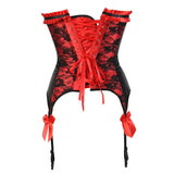 Sexy Women Brocade Strapless Floral Lingerie Corselet Floral Lace Overlay Corset Bustier Overbust Plus Size Corselet