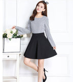 Autumn Women Mini Elastic High Waist Solid A-Line Skirts Casual Sexy Streetwear