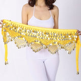 Women Sweet Bellydance Hip Scarf With Gold Coins Skirts Wrap Noisy Egyptian Dancing Hand Crocheted Bead Velvet Waist Belt