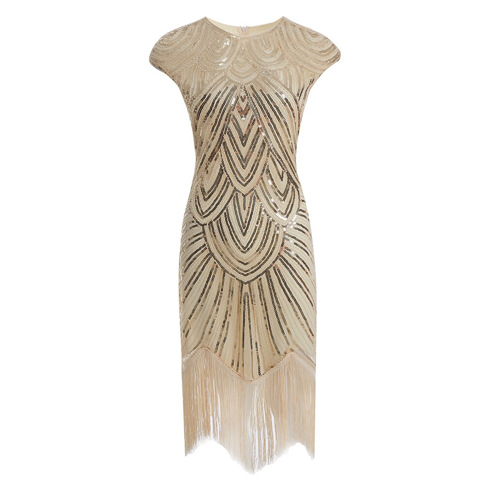Women's 1920S GATSBY Sequins O-neck Beaded Fringed Dress Hot Club & Night Out Dresses Sexy Fringed Night Club Dress