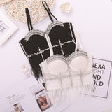 Sexy Rhinestone Camis in Bra Corset Crop Top To Wear Out Push Up Bustier Female Clothing