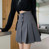 Women High Waist Mini Skirts Korean Style Solid Color All-match A-line Ladies Elegant Casual Skirt