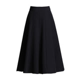 Women Casual Long Korean Style Plain Color All-match High Waist Elegant A-line Skirt