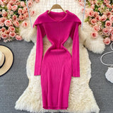 Bodycon Women Clothing Elegant Cape Collar Ribbed Knitted Dress Autumn Winter Warm Mini Casual Long Sleeve Dress