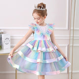 Ruffles Pretty Flower Girl Dress Baby Girl Ball Gown Kids Formal Wear Wedding Party Dress With Bow