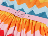 Striped Print Vintage Dress Spaghetti Straps Women Summer Pin Up Retro 50s Rockabilly Sleeveless A-Line Midi Party Dresses Belt