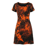 Tie Dye Short Sleeve Simple Design Holiday Party Casual Dress Streetwear