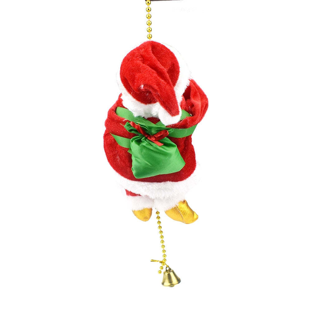 Electric Climbing Beads Santa Claus with Music Climbing The Stairs Christmas Tree Decor Repeated Climb for Kids Gift