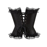 Women Sexy Lace Bow Overbust Corset Wedding Lingerie Top Burlesque Waist Cincher Body Shaper Lace Up Corset Bustier Plus Size