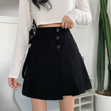 Women High Waist Mini Skirts Korean Style Solid Color All-match A-line Ladies Elegant Casual Skirt