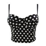 Summer Polka Dot Corset Vintage Sexy Crop Top Women Harajuku Cami With Built In Bra Push Up Bralette