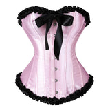 Overbust Corset Plus Size Satin Lace Up Sexy Corselet Corsets and Bustiers Tops Waist Cincher Corselet Gothic Lingerie Women