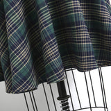 Notched Collar Buttons Retro 50s Style Midi Elegant Plaid 3/4 Length Sleeve Winter Vintage Dress