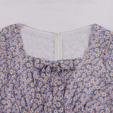 Square Neck Bow Front Floral Vintage Summer Short Sleeve High Waist Robe Elegant Women A Line Swing Dress