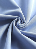 Bow Neck Button Front Blue Robes A-Line Vintage Midi Swing Women 3/4 Length Sleeve Spring Elegant Dress