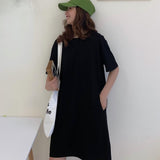 Women Casual Loose Solid T Shirt  O Neck Mini Dress Batwing Short Sleeve Basic Dresses Vestidos