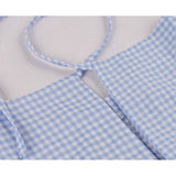 1950s Light Blue Plaid Loose Long Sleeve Backless Simple Design Casual Dress Streetwear