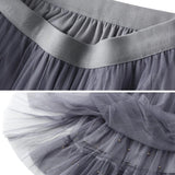 Women Summer Elegant Solid Color Midi Tulle Ladies Summer Streetwear Casual High Waist Long Pleated Skirt