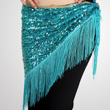Women Belly Dancing Triangle Hip Scarf With Sequin and Fringe Shining Tassel Dance Wrap Skirt Party Club Stage Costumes