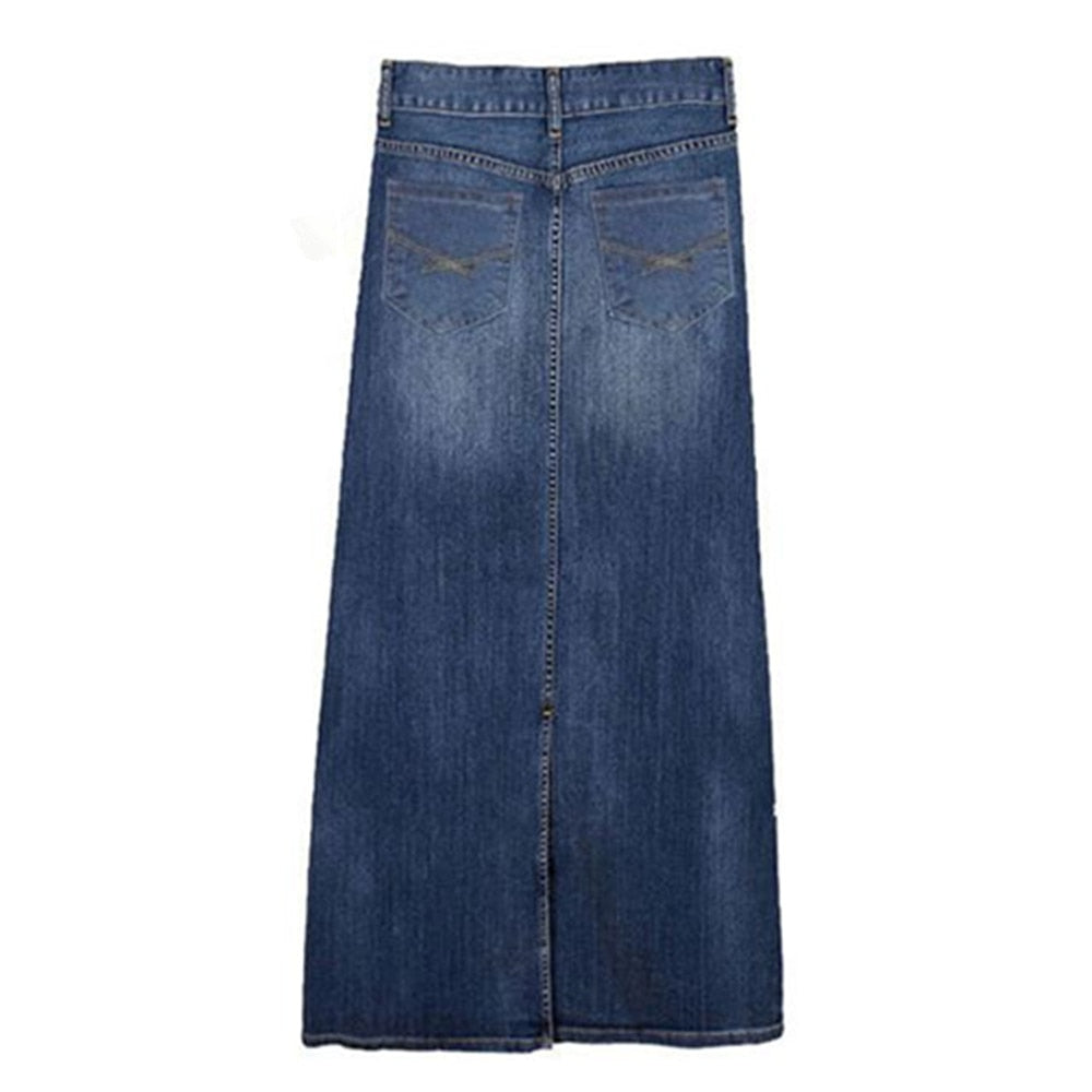 Casual Women Summer Loose High Waist Floor-length Denim Maxi Long Jean Skirt