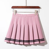 Black Half-Length Summer New Striped Ruffle High Waist A-Line Pleated Skirt With Shorts