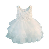 White Ruffles Pretty Flower Girl Dress Baby Ball Gown Kids Formal Wedding Dress