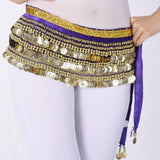 Multi-Rows Gold Coin Beads Belly Dance Skirt Wrap Gift Idea Dance Shows Party Night Out Shining Velvet Hip Scarf Skirt Dancewear