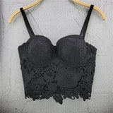 Women Crop Tops Lace Sexy NightClub Party Cami Push Up Bralette Hollow Out Summer Top To Wear Out Corset