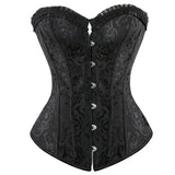 Women Gothic Sexy Satin Floral Overbust Corset Bustier Lingerie Body Shaper Waist Cincher Bridal Steel Boned Corset Top