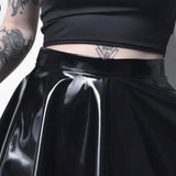 Vintage Faux Leather Woman Summer korean A Line Skirt Punk Gothic Women Party Streetwear