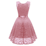 1950s Pink Lace V Neck Sleeveless Swing Jurken Elegant Evening Party Formal Dinner Dress