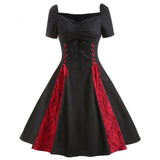1950s Steampunk Gothic Lace Up Red Black Vintage Victorian Party Medieval Ladies Dresses