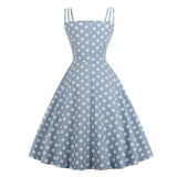 Plus Size 3XL 4XL Spaghetti Strap Knot Front Vintage Style Polka Dot Cotton Summer Dress