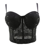 Mesh Lace Moon Pattern Crop Top Casual Sexy Women Top To Wear Out Push Up Bralette Bra Corset Sleeveless Clothes