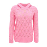 Hollow Out Fashion Sweaters Fall Women Long Sleeve Knitted Pullover Drop Shoulder Vintage Sweater