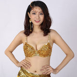 Shiny Tribal Belly Dance Beaded Sequin Bra Top for Raves Festival Club Cabaret Party Carnival Showgirl Push-up Bra