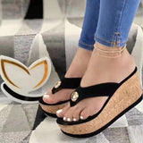 Summer Cork Sole Platform Women Sandals Slipper Flip-Flops Shoes