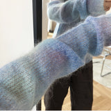 Thin Mohair Women Loose Casual Pullovers Sweet Elegant Sweater Pull Perspective Tops