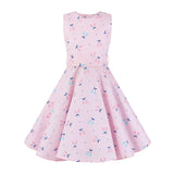 2021 Tunic Midi Kids Baby Girl 50s Vintage Dress Sleeveless Cherry Strawberry Dresse High Waist Floral Retro Dress for Girl