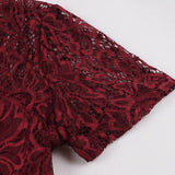 Burgundy Lace and Chiffon A Line Vintage Ladies Swing Dress