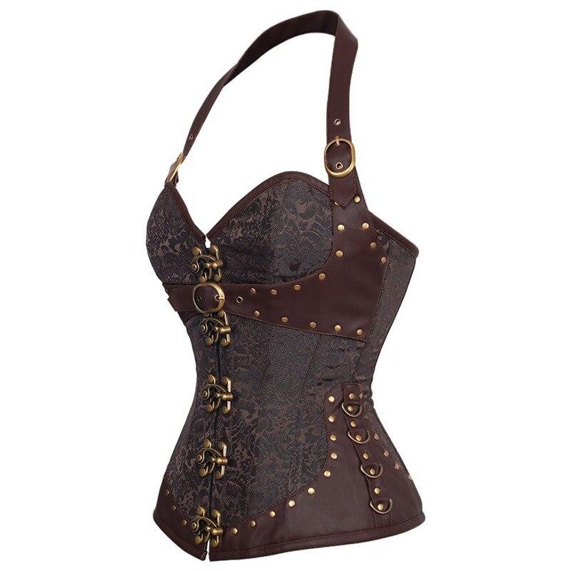 Amaryllis Heavy Duty Waist Trainer Steel Boned Leather Corset in Brown Steampunk  Corset for Dress Leather Corset Belt in Plus Size 