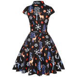 Christmas Women Vintage Dress Black Holiday Summer Dresses Plus Size Pin Up Print Retro 50s Rockabilly Party Sundress Vestidos