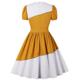 French 50s 60s Vintage Dress Women Casual Short Sleeve One Piece Robe Femme Bandage Midi Swing Dress Female Evening Party Chic