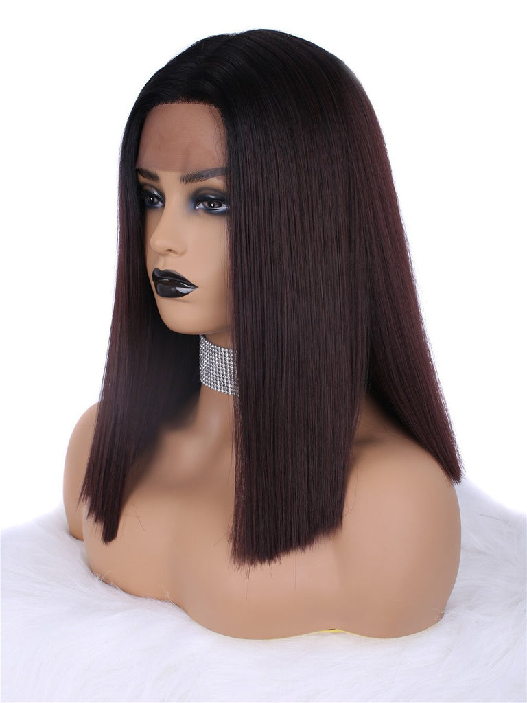 Ombre Wine Red Synthetic Lace Front Wig