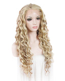 Blonde Mixed Brown Curly Glueless Lace Front Wigs - Imstylewigs