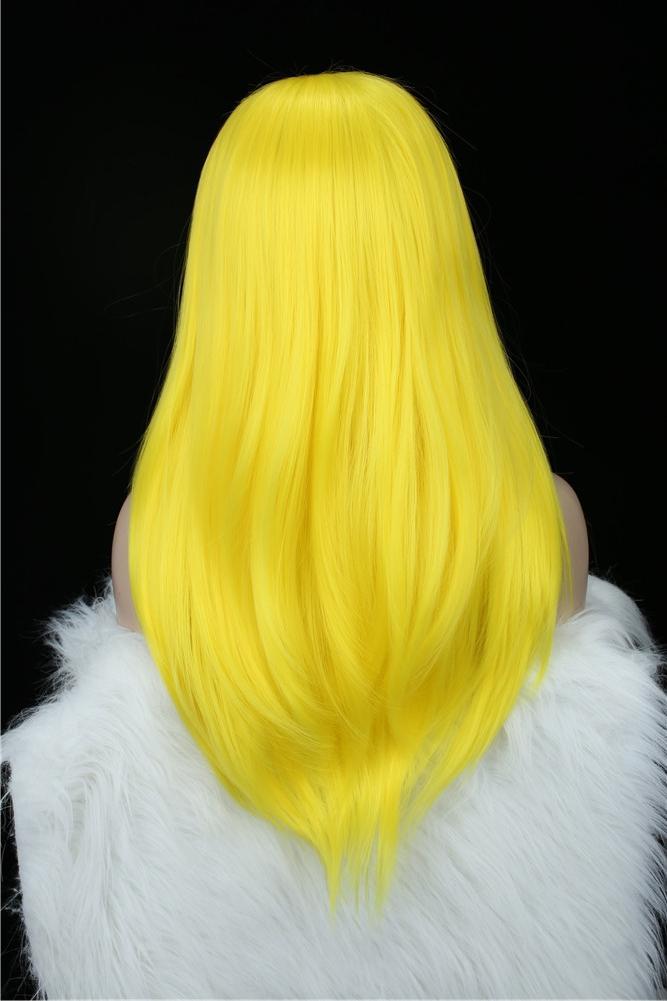 Long Straight Yellow Color Glueless Synthetic Lace Front Wigs - Imstylewigs